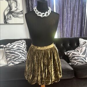 Rebecca Taylor Elegant Velvet Skirt in Gold